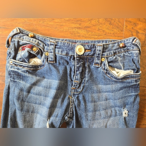 Vintage Baby Phat Jeans Womens Size 7 Distressed Holes Designed Pockets Unique - Picture 5 of 8